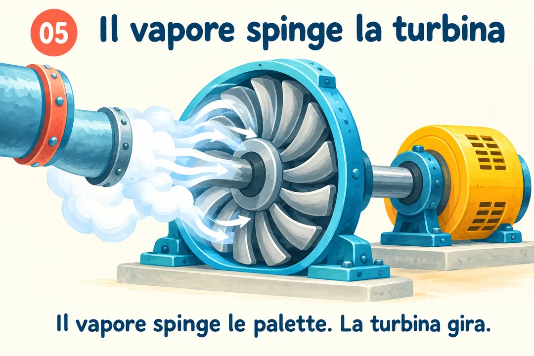 Illustrazione o schema del libro: 06  Il vapore fa girare la turbina