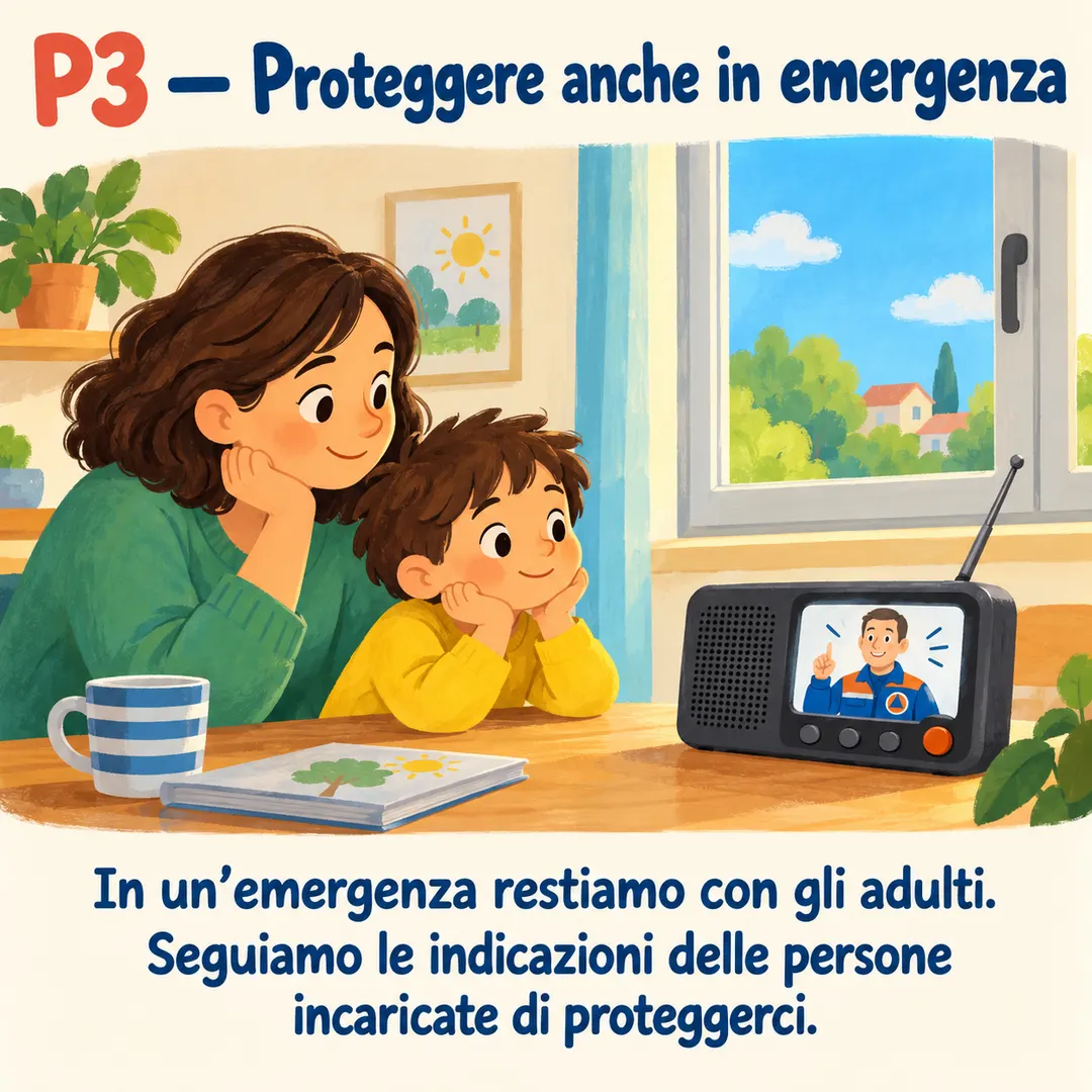 Illustrazione o schema del libro: 26  Ascoltare le indicazioni in emergenza